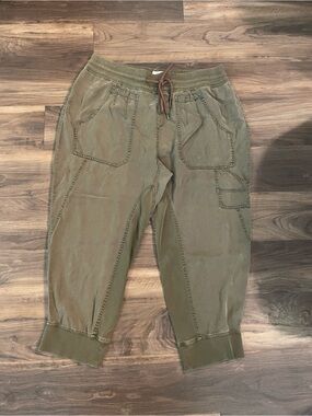 Anthropologie Olive Green Drawstring Cargo Jogger Pants